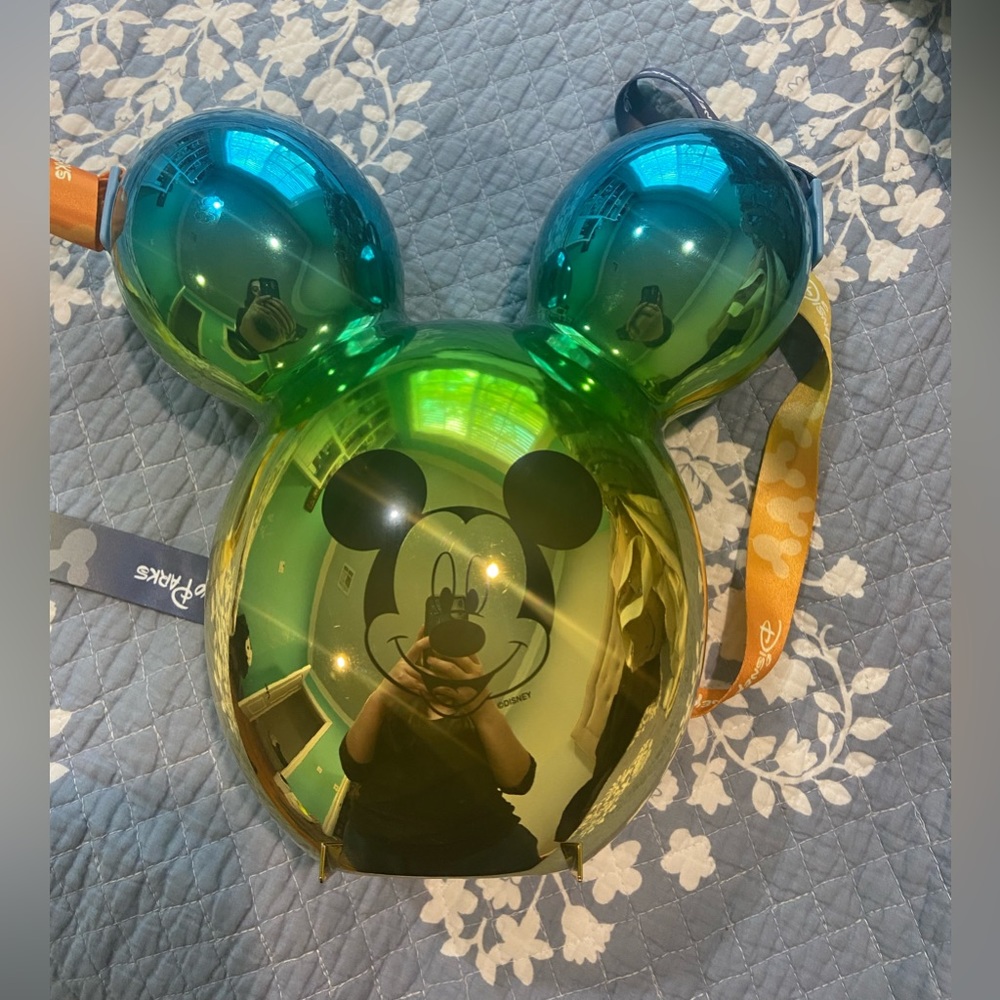 Disney Parks Mickey Blue/Green/Yellow Chrome popcorn bucket